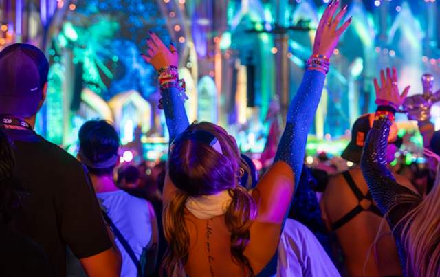 A group of people have a great time at EDC 2024 in Las Vegas, Nevada.