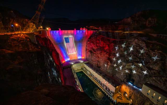 Lifted Hoover Dam USA Flag image 2