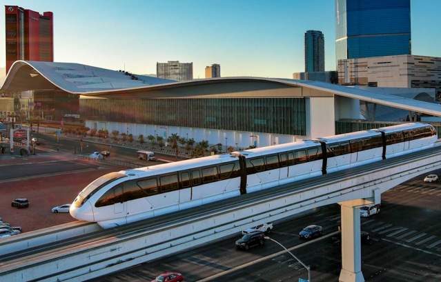 Las Vegas Monorail outside of the Las Vegas Convention Center.
