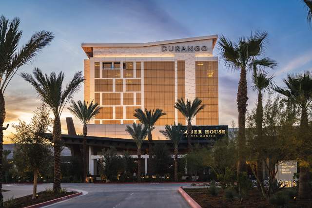 Outside the Durango Resort during dusk