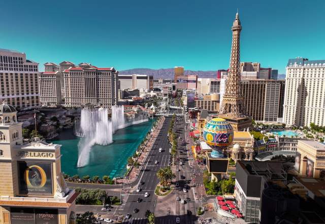 Stunning aerial view of the Las Vegas Strip during day time.