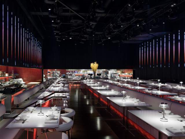 Side view of the dining area at Washing Potato Restaurant at Fontainebleau Las Vegas. PHOTO CREDIT: CONNIE ZHOU