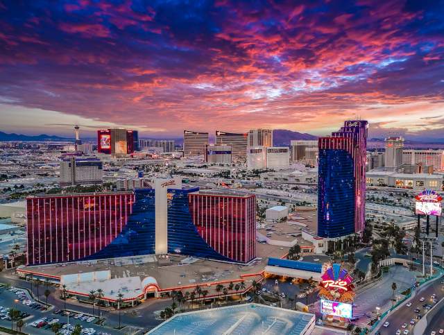 Exterior of Rio Las Vegas with the Strip in the background.