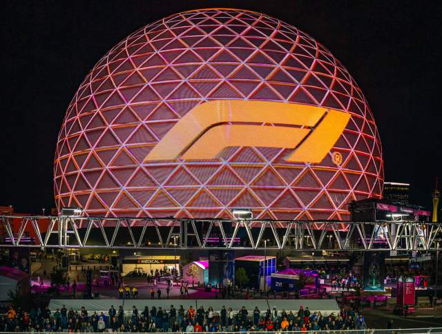 2023 F1 themed design on Sphere in Las Vegas.