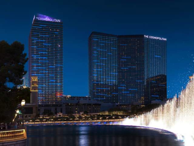 The Cosmopolitan Hotel exterior at night