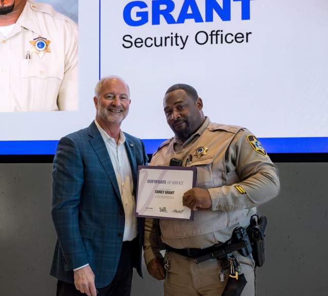 Steve Hill at quarterly recognition event