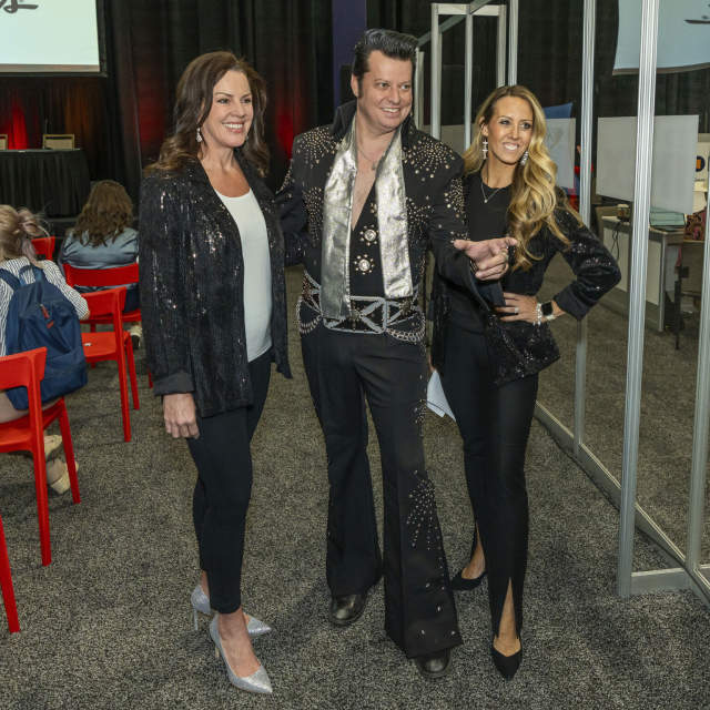 Lisa Messina and Rebeca Deluca with Elvis at F1