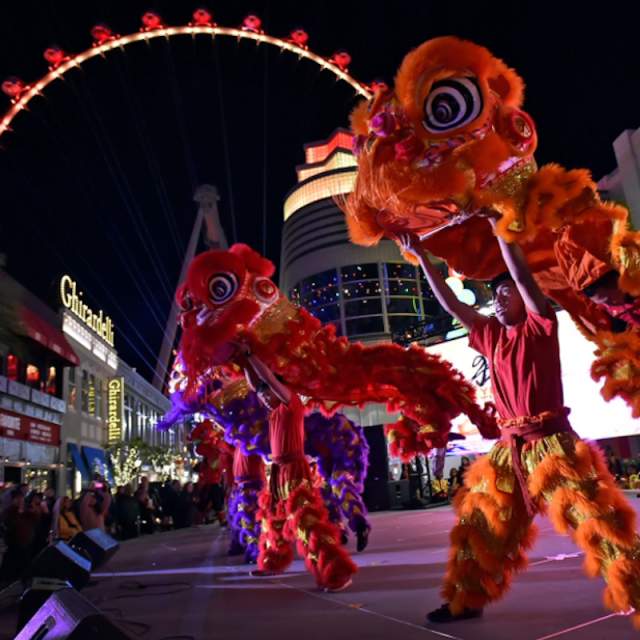 Chinese Dragon Dance at The LINQ Promenade at The LINQ Hotel + Experience.
