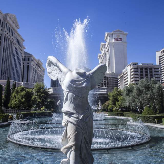 Winged Victory of Samothrace statue in front of Caesars Palace in Las Vegas, Nevada