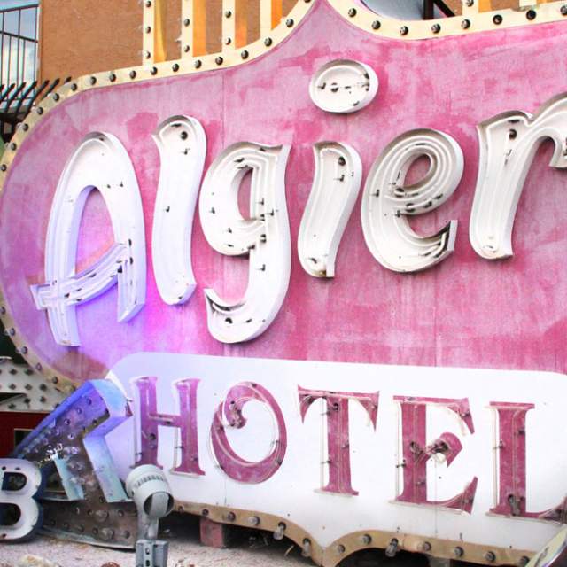 Algiers Hotel sign at the Neon Museum