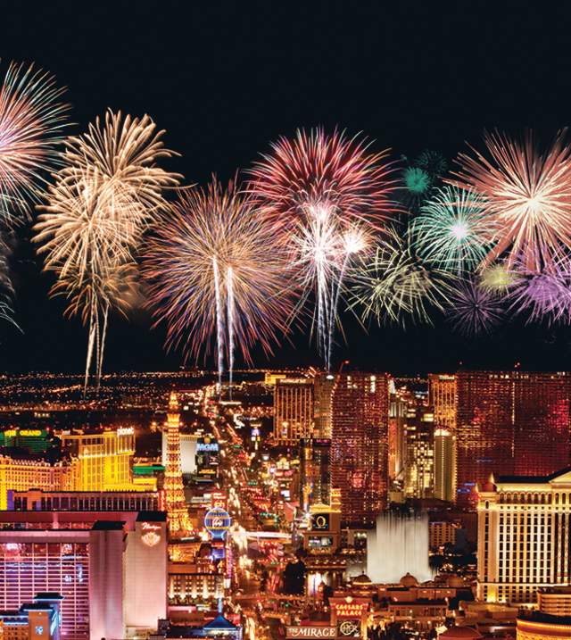 Fireworks over the Las Vegas Strip