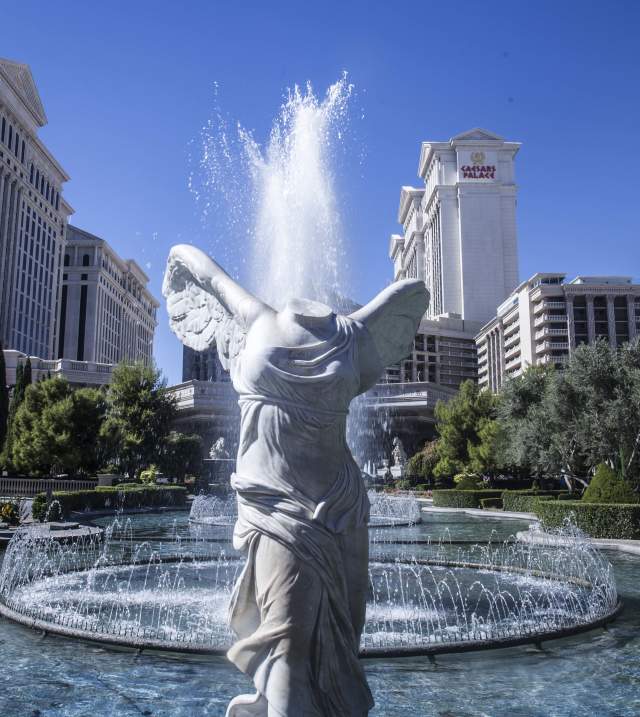 Winged Victory of Samothrace statue in front of Caesars Palace in Las Vegas, Nevada