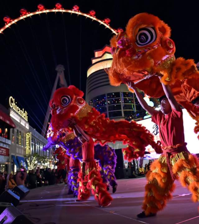 Chinese Dragon Dance at The LINQ Promenade at The LINQ Hotel + Experience.
