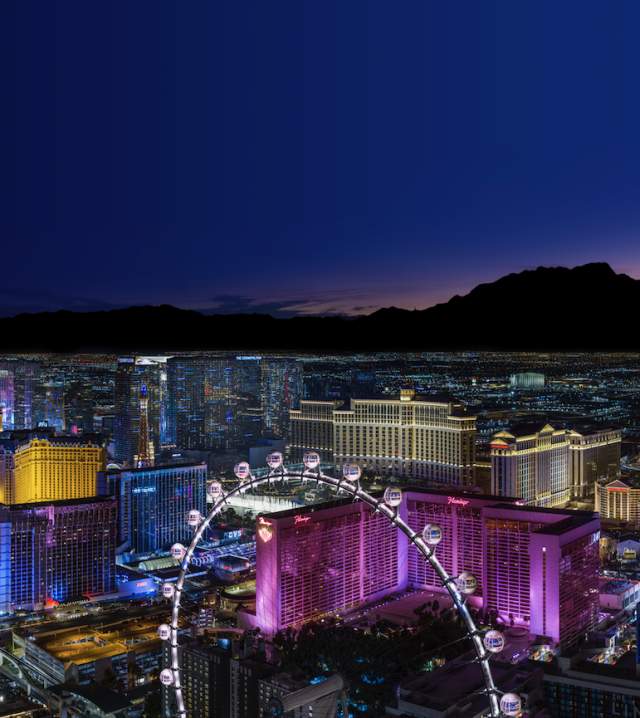 A beautiful aerial view of the Las Vegas strip at night.