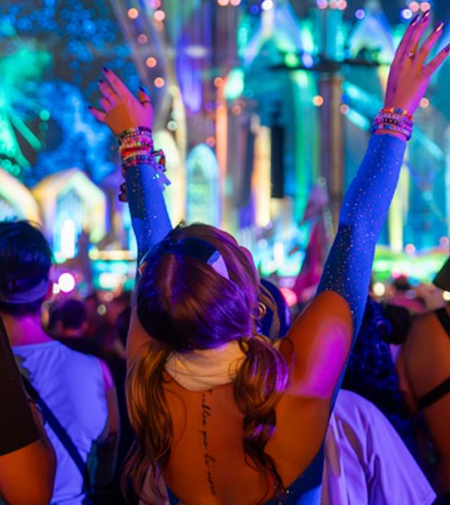 A group of people have a great time at EDC 2024 in Las Vegas, Nevada.