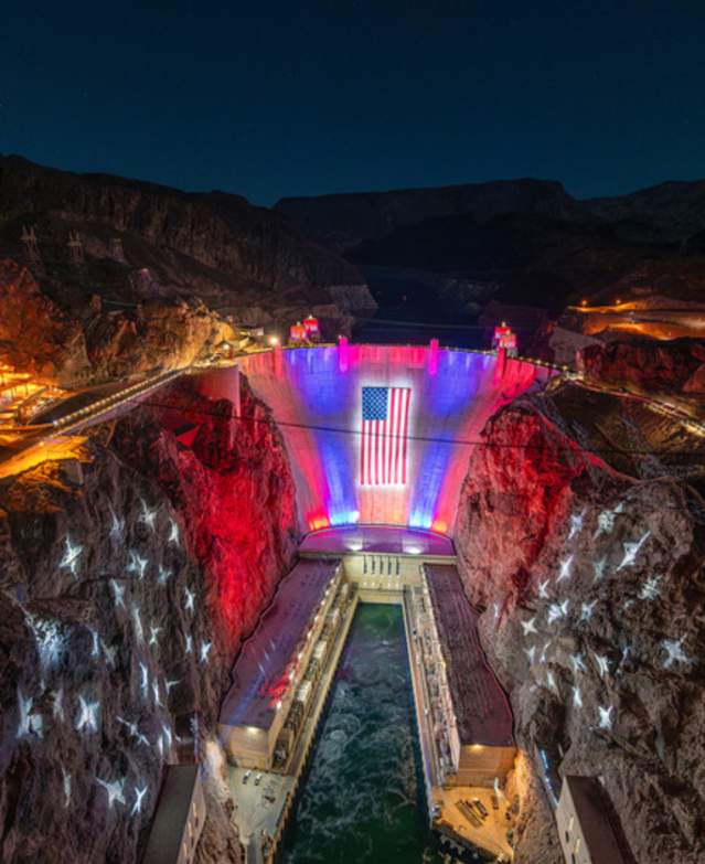 Lifted Hoover Dam USA Flag