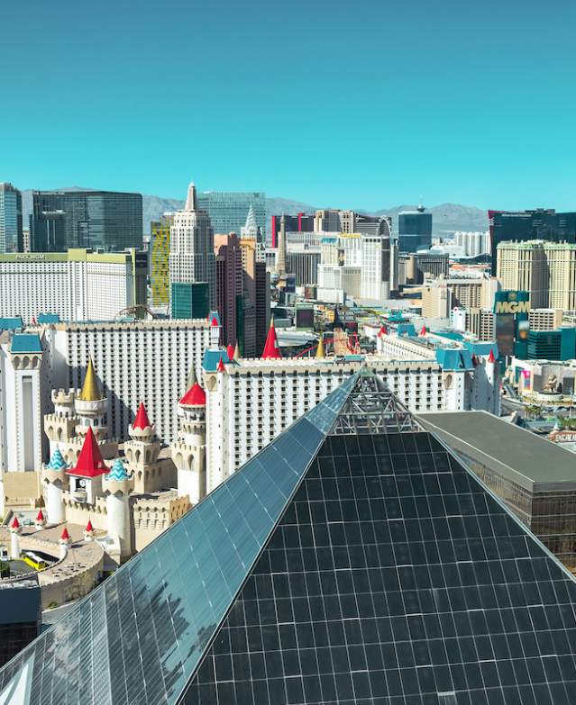 Take a look at this stunning view of the one and only Las Vegas strip during the day with a focus on The Luxor.