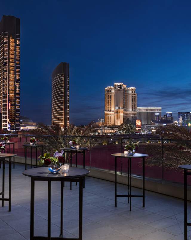 Enjoy some refreshing air on the Lilly Ballroom Balcony inside of Resorts World Las Vegas.