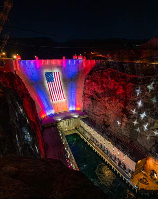 Lifted Hoover Dam USA Flag image 2