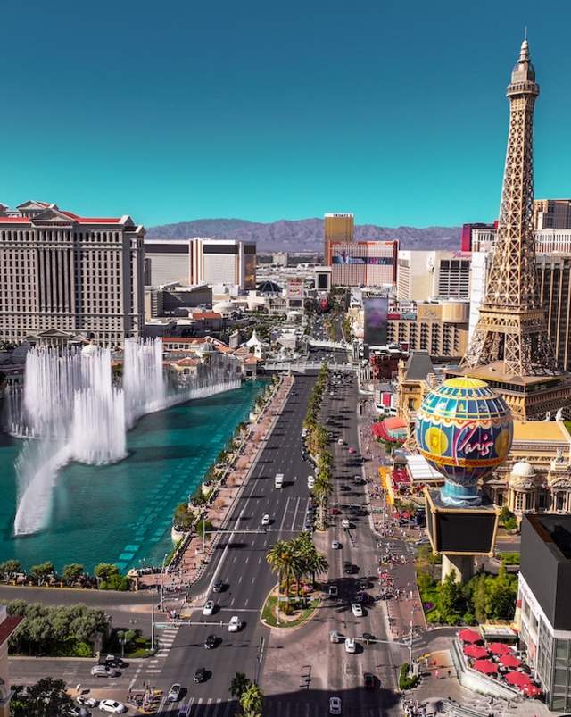 Stunning aerial view of the Las Vegas Strip during day time.