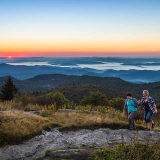 Couple Hiking at Black Balsam at Sunrise
