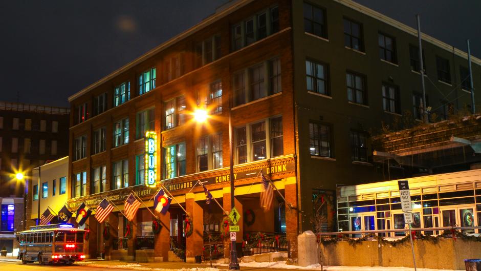 Exterior photo of The B.O.B. in downtown Grand Rapids, 2018.