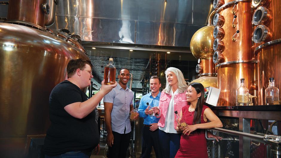 Touring the facilities at Long Road Distillers.