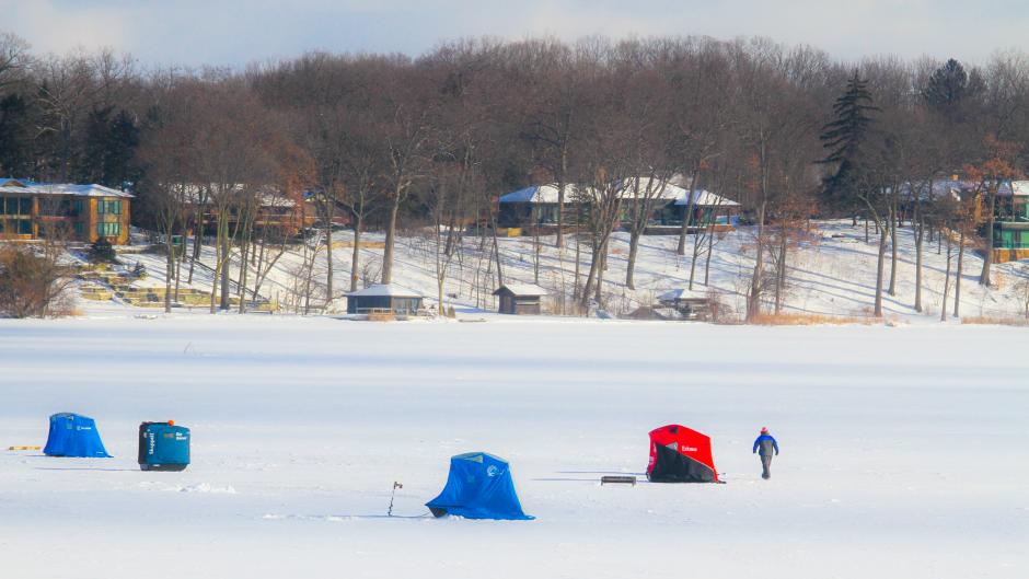 Ice fishing is a great winter activity, whether done solo or with a group.