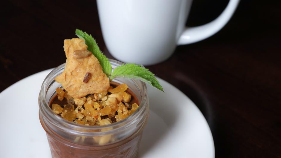 The Vegan Chocolate Pudding is a delicious dessert from the vegan/vegetarian menu at Grove.