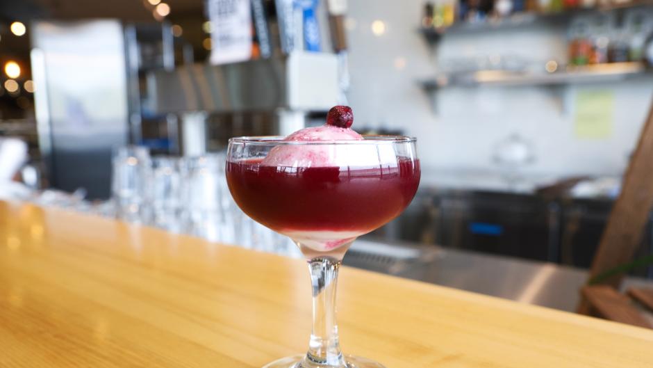 The Mixed Berry Collins (alcoholic) dessert at Love's is sweet, delicious and vegan!