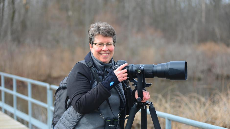 Bird photographer Jan Lewis at Reed's Lake