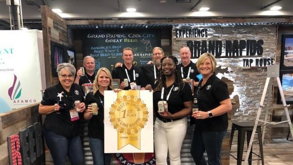 Experience Grand Rapids' booth at the annual American Society of Association Executives (ASAE) took 1st place in 'Best in Show' with the help of local partners like Dave Engbers, co-founder of Founders Brewing Co.