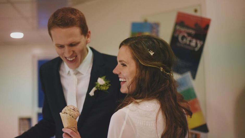Wedding couple at Furniture City Creamery