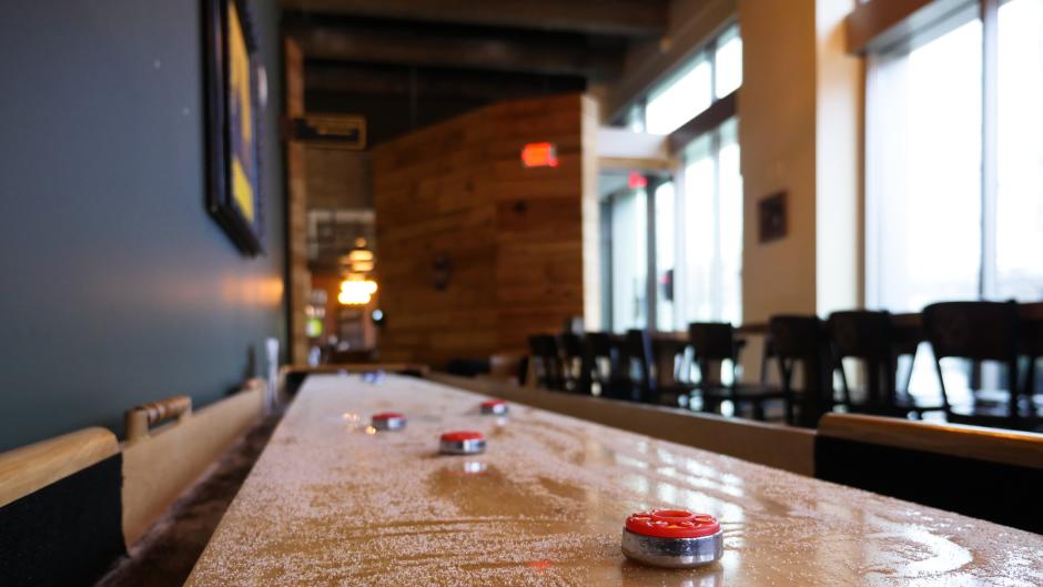 Atwater Brewery hosts a perfect setting for work and play. The space offers various seating and entertainment options to accommodate groups of all sizes.