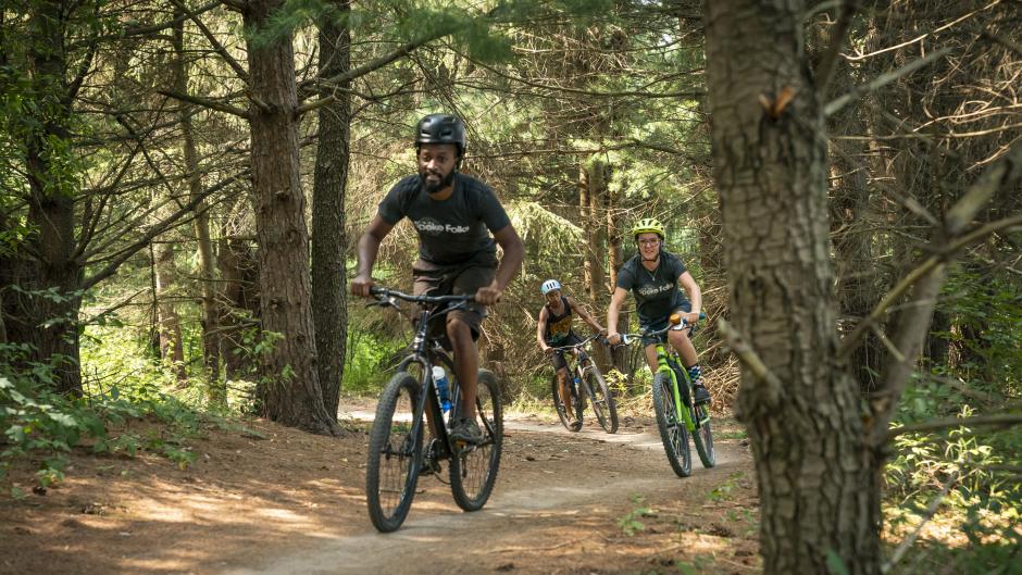 Mountain bikers on a trail near Grand Rapids