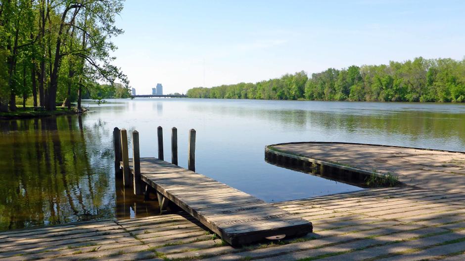 A peaceful launch on the Grand River at Riverside Park.