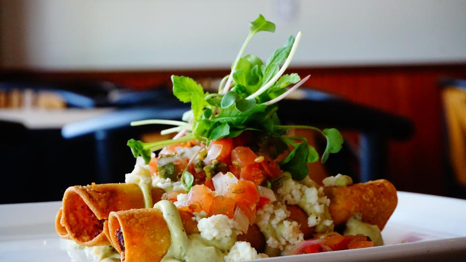 Try one of One Trick Pony's RWGR appetizers, like the Pork Taquitos: Slowly braised pork shoulder rolled in corn tortillas and fried, served with cotija cheese, pico di gallo, and an avocado lime cilantro crema.