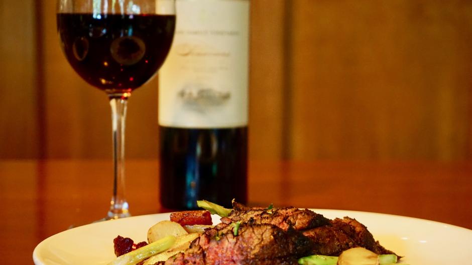 Pair your RWGR meal, like the Imperial Wagyu Blackened Hanger Steak, with a glass from Judson's wine menu.