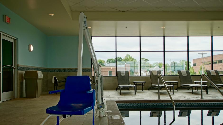Pool lift next to the Hampton Inn's pool.