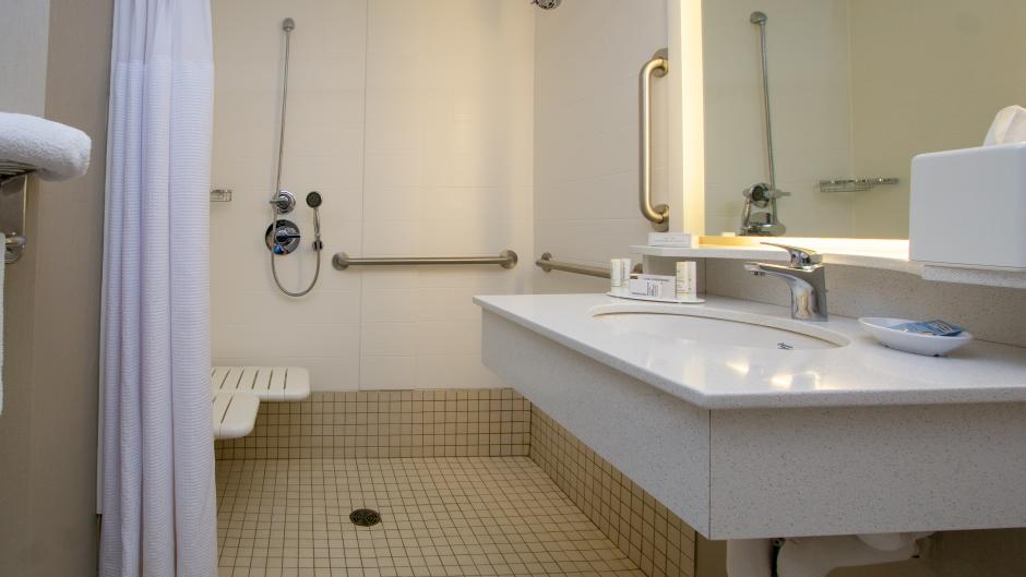 Accessible bathroom at SpringHill Suites North.