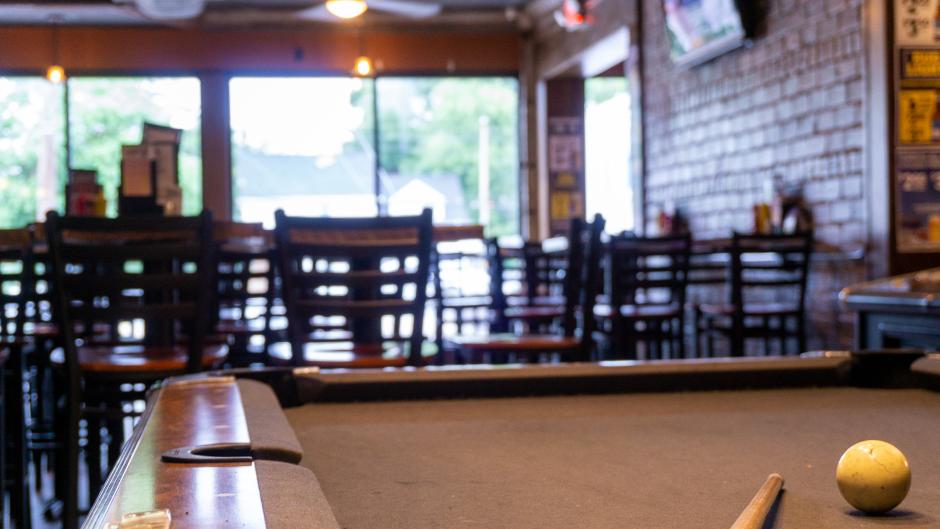 Pool table inside Duke's Bar.