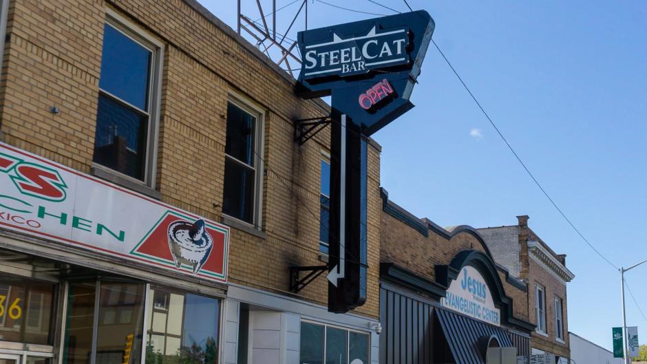 Exterior of entrance to SteelCat Bar.