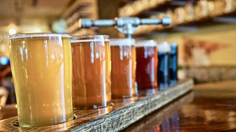 Can't decide what to pair with your food? Order a flight of beer at Osgood Brewing to try up to five different brews.