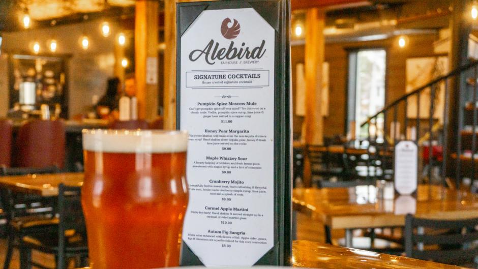 Signature cocktail menu at Alebird Taphouse & Brewery.