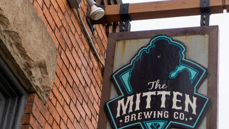 Mitten Brewing Co. sign.