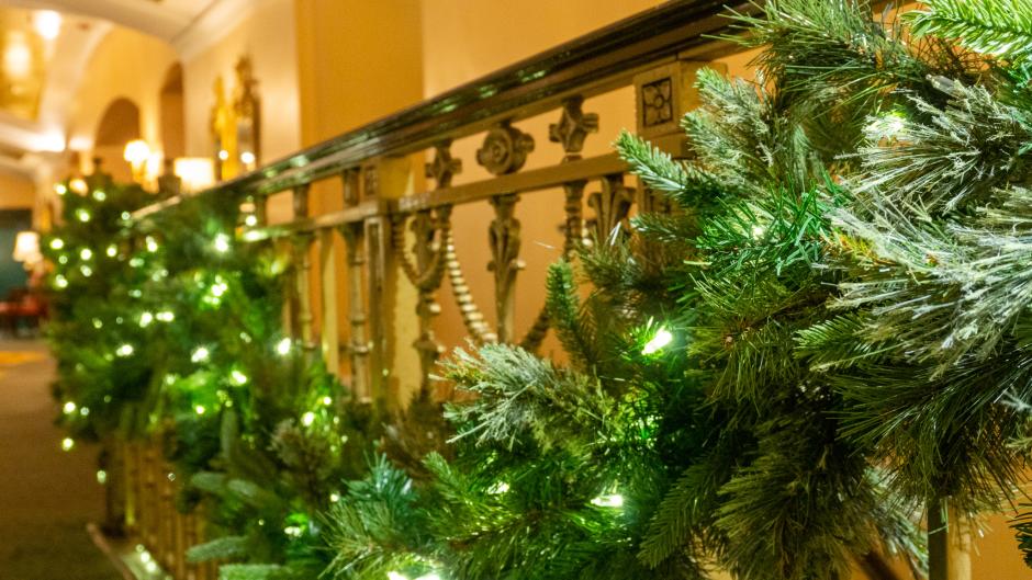 Garland with lights in it at the Amway Grand Plaza hotel.