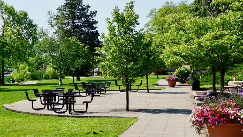 John Collins Park offers access to the paved Reeds Lake Trail, as well as accessible restrooms and ramps.