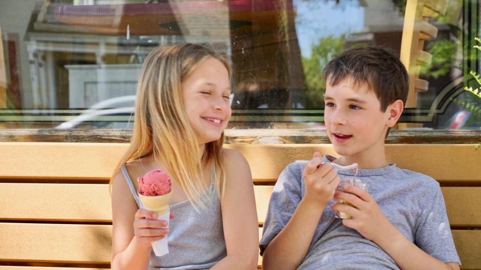 Kids enjoying ice cream at The Parlor