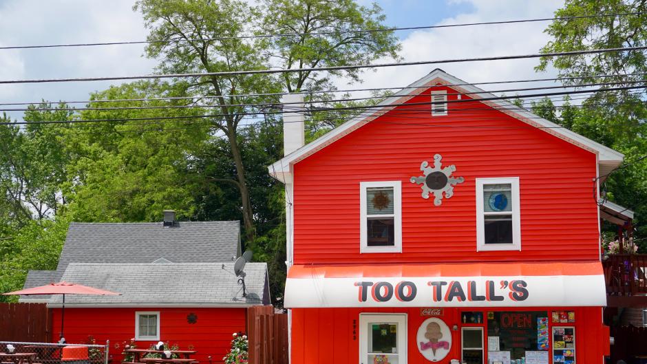 Too Tall's offers soft serve ice cream and other treats, as well as a full food menu.