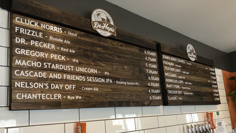 DeHop's Brewing Company and Café offers 16 craft beers on tap.